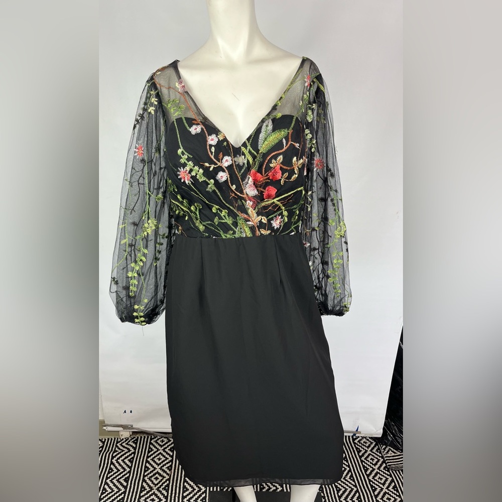 JJ’s HOUSE Black Floral Mesh Dress
